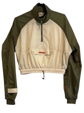 Heron Preston Cropped Windbreaker Jacket Beige/Military Green Women’s Medium